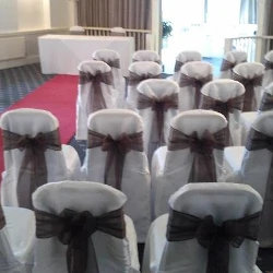 Wedding ceremony with organza sashes