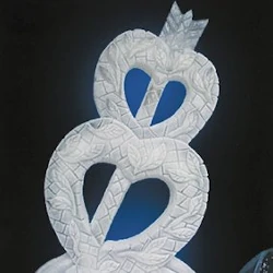 A pair of love-hearts, made of ice