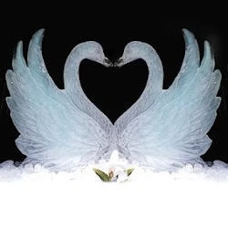 A pair of swans, made of ice